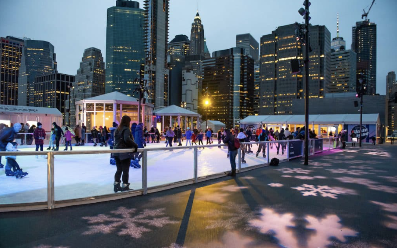 Ice skating rink with amazing views opens under Brooklyn Bridge