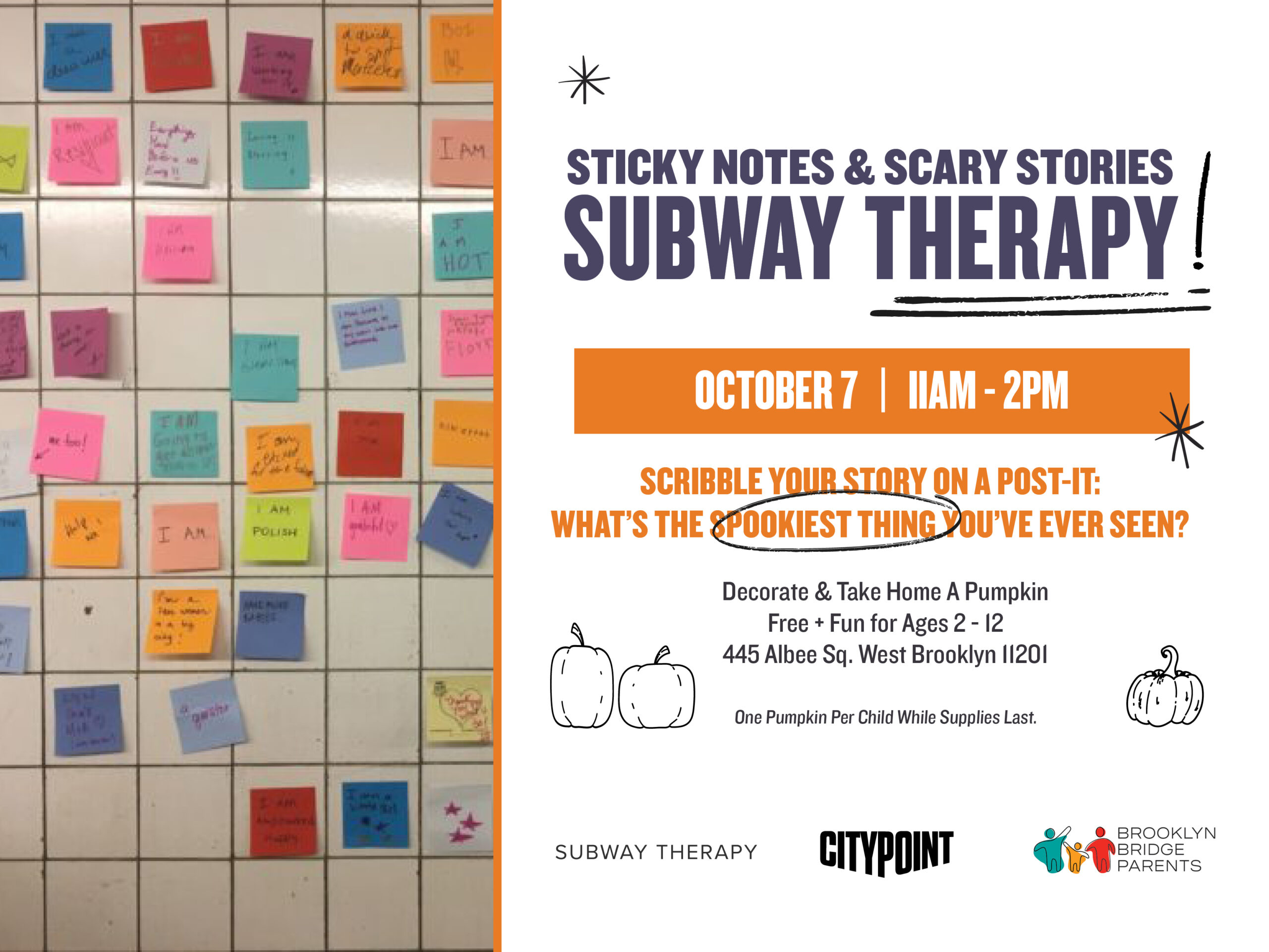 Immersive Halloween experience with Subway Therapy & pumpkin decorating 