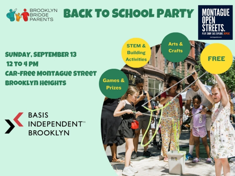 Back to School Party in Brooklyn Heights Sunday 9/13