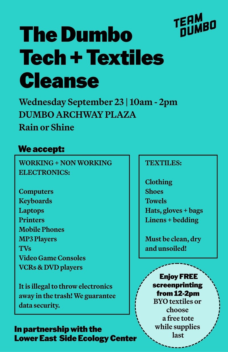 Dumbo Tech + Textiles Cleanse, September 23 2026