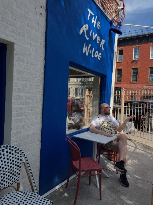 The River Wilde cafe on Rogers Avenue in Crown Heights, with sidewalk seating outside