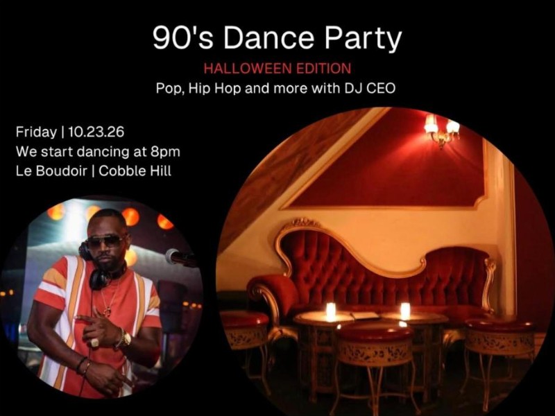 Graphic for the 90s Dance Party Halloween Edition with DJ CEO, Friday October 23 at Le Boudoir in Cobble Hill