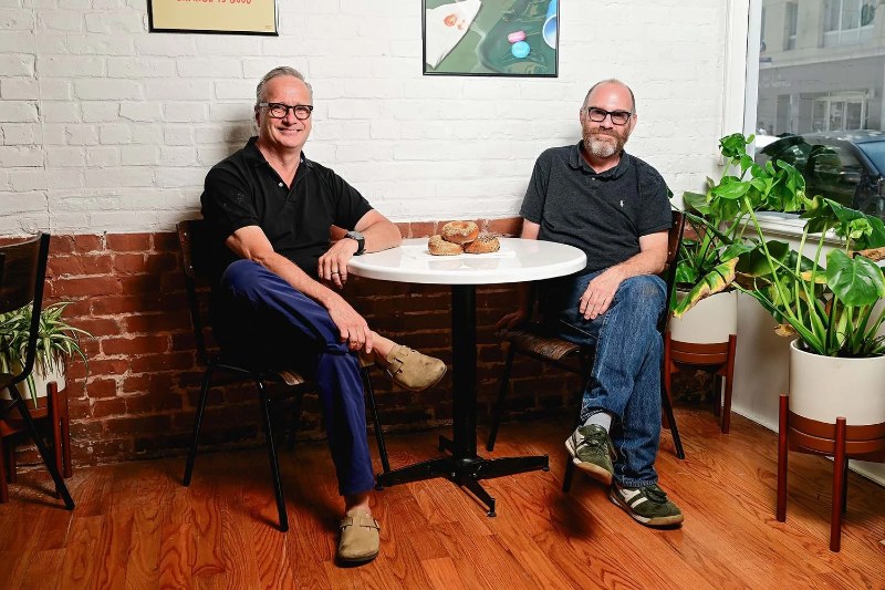 James Caputo and Rafael Hasid at Caputo Bagels in Park Slope
