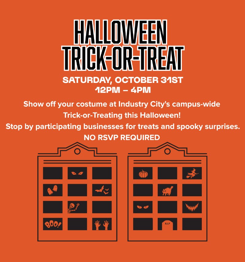 Industry City Halloween Trick-or-Treat flyer: Saturday, October 31, 12pm to 4pm