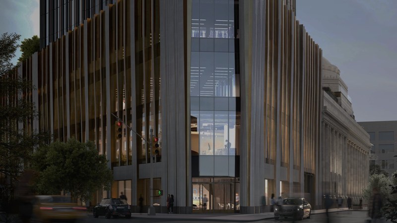 Rendering of the Brooklyn Tower base at 9 DeKalb Avenue, future home of Life Time Brooklyn Tower