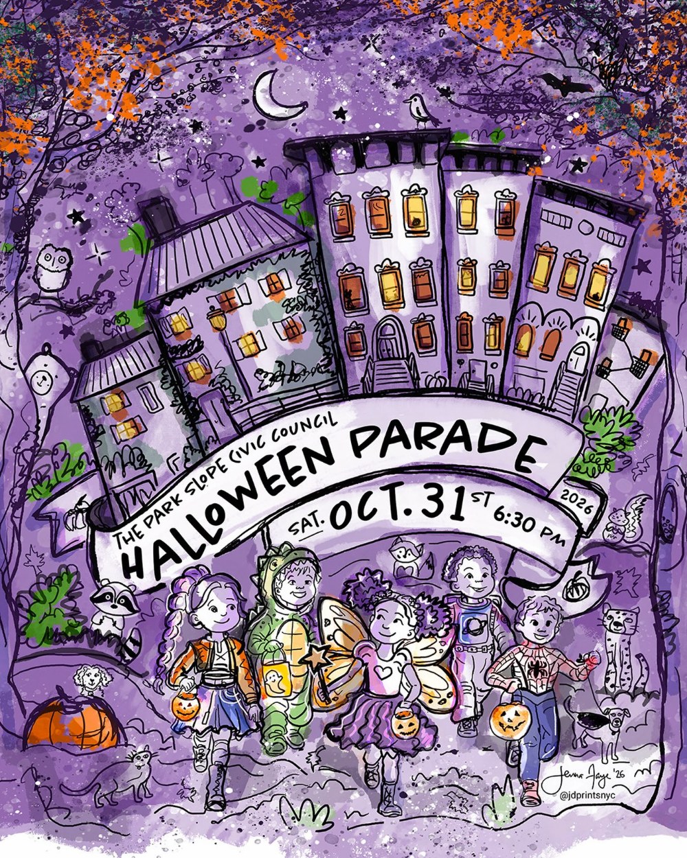 The Park Slope Civic Council 2026 Halloween Parade poster, The Haunted Forest
