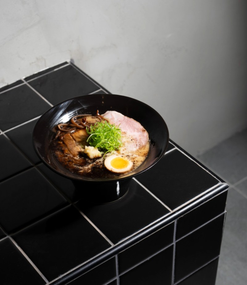 Bowl of black ramen at SSRP on Vanderbilt Avenue