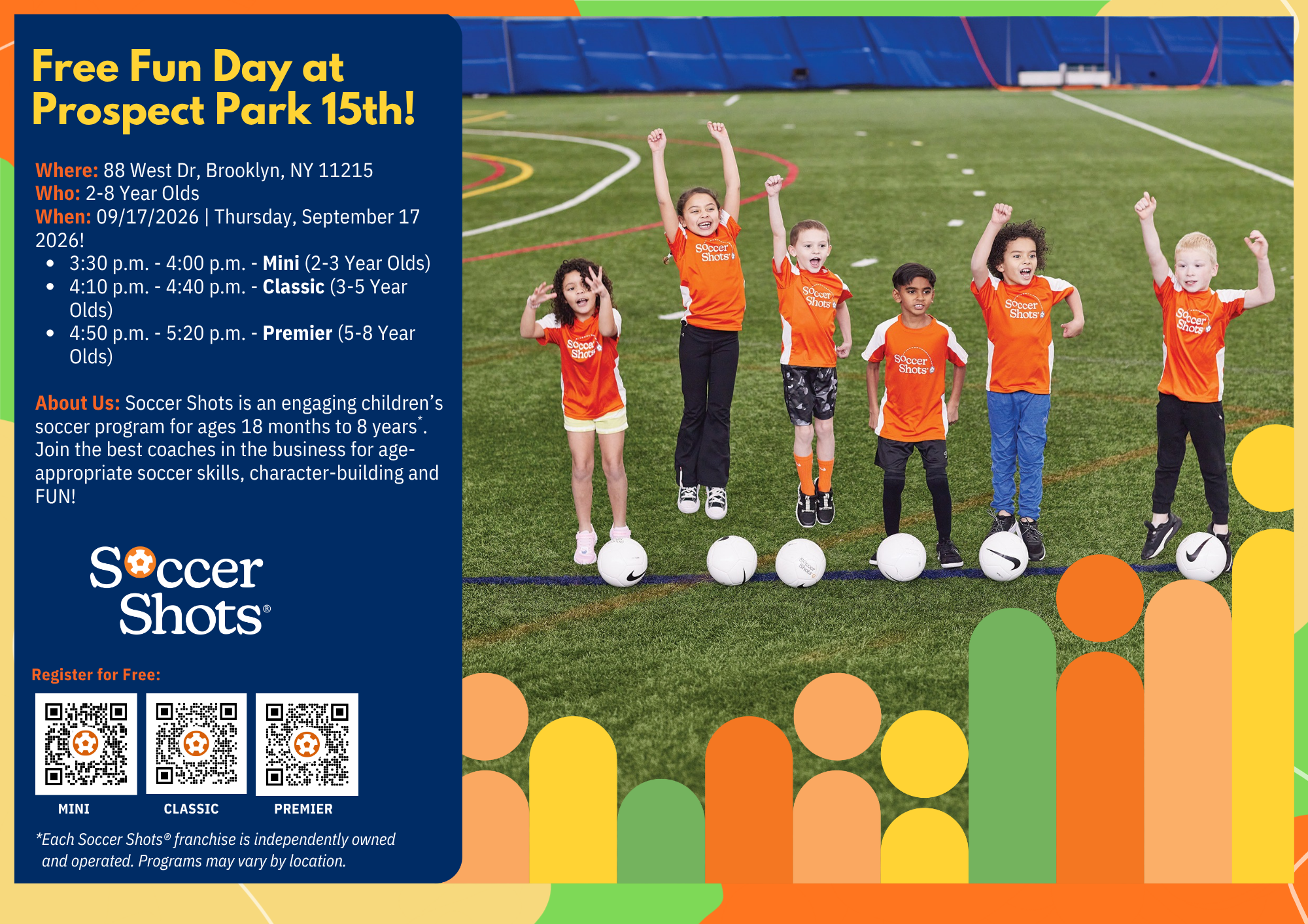 Soccer Shots Free Fun Day at Prospect Park 15th!